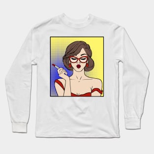 Woman in Red Comic Long Sleeve T-Shirt